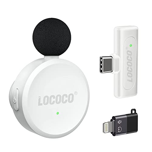 LOCOCO Wireless Lavalier Microphone for Smartphone,Wireless Microphone for Video Recording,Live Stream, Vlog, YouTube, TikTok, Noise Reduction/Auto Sync
