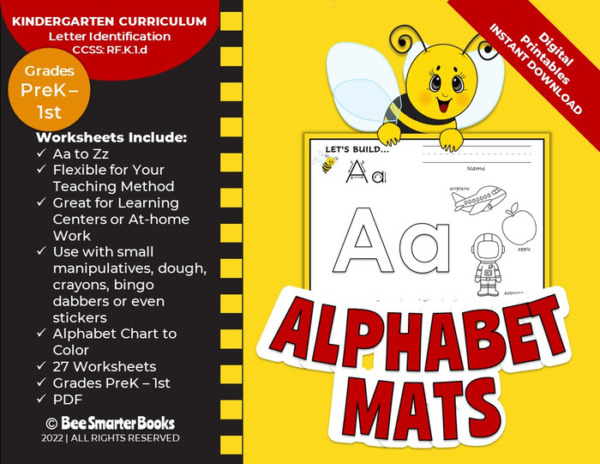 Alphabet Mats | Kindergarten Curriculum Letter Identification CCSS RF.K.1.d | Grades PreK-1st | Digital Printables Instant Download