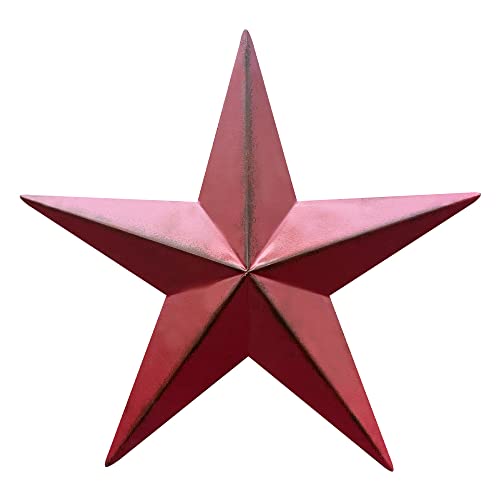 1 Piece 12 Inch Metal Star, Barn Star for Home Decoration, Hanging Wall Decor for House, Iron Vintage Wall Arts and Crafts, Christmas Indoor Outdoor Decorations (Red)