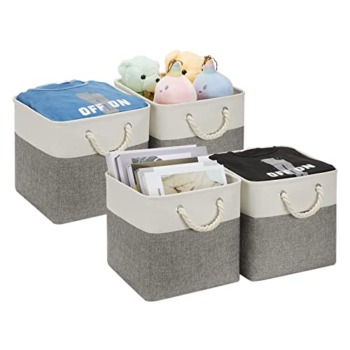 WLFRHD 12 x12 Cubes Storage Bins Fabric Storage Basket Storage Baskets for Organizing Collapsible Cubes Storage Baskets Storage Cubes Bin Kids Shelves Nursery Home (4-Pack,White And Grey) | The Storepaperoomates Retail Market - Fast Affordable Shopping