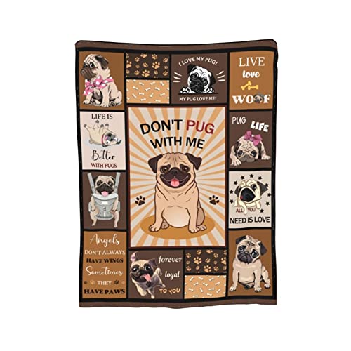 CIUGOIG Pug Dog Blanket Pug Throw Blanket Pugs in a Blanket for Pug Lovers Kids Boys Girls Adults 50″x60″
