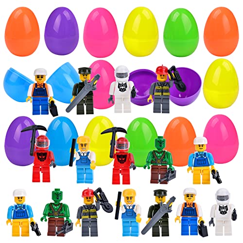 Easter Basket Stuffers Gifts for Kids 16PCS Plastic Easter Eggs, DIY Surprise Easter Egg Fillers with Toys Inside, Spring Easter Birthday Party Favors Supplies Hunt Game Gifts for Boys Girls