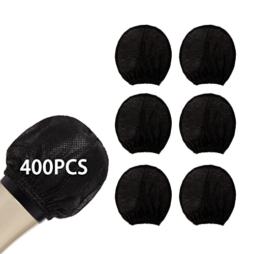 Zettokete Microphone Cover Pop Filter 400 PCS,Disposable Mic Cover with Individual Packing,Suit for Most Handheld Microphone,Good for Karaoke Recording Stage Performance,Non-Woven,Black