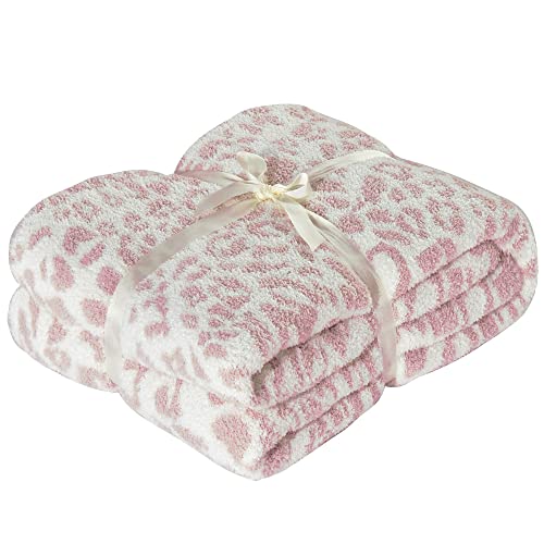 100% Polyester Microfiber Fluffy Leopard Knitted Baby Blanket Throw Blanket Super Soft Cozy Lightweight Thick Blanket for Baby (Baby 30″X40″, Pink)
