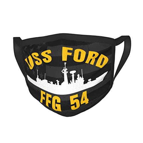 USS Ford Ffg-54 Adult Reusable Bandana Face Mask Black Border Mouth Mask for Outdoor Sports