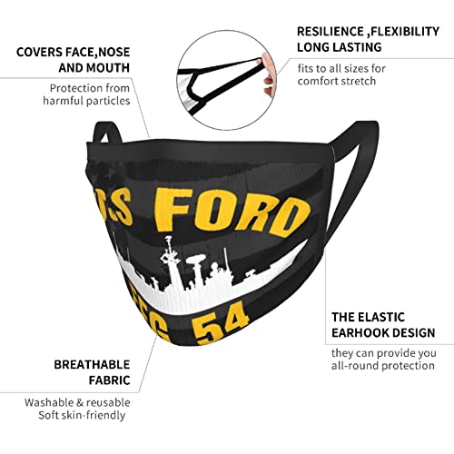 USS Ford Ffg-54 Adult Reusable Bandana Face Mask Black Border Mouth Mask for Outdoor Sports | The Storepaperoomates Retail Market - Fast Affordable Shopping