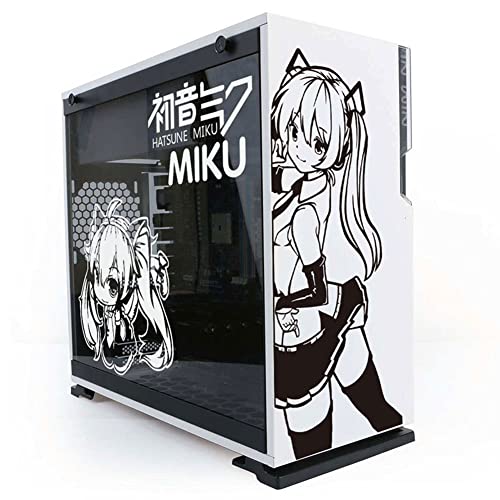 Anime Stickers for PC Case, Vinyl Decor Decal for ATX Mid Tower Computer,Gaming Case Decorative,Waterproof Easy Removable,PC Hollow Out Sticker (Black and White)