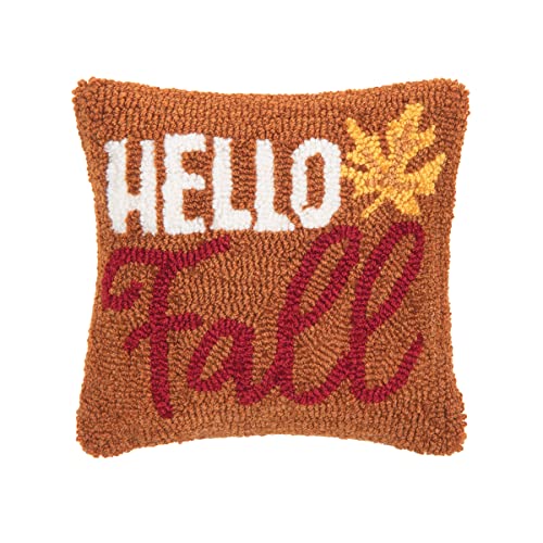 C&F Home Hello Fall Hooked Throw Pillow 10 x 10 Brown