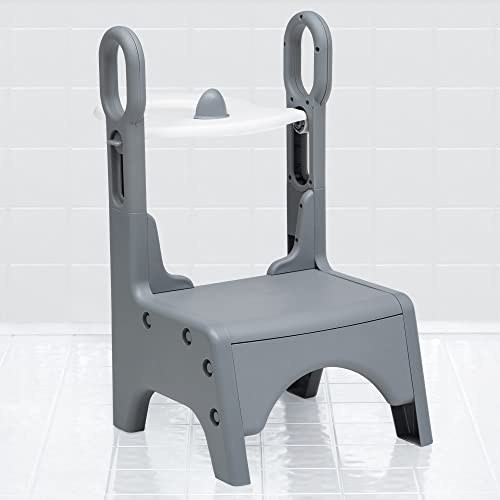 Delta Children Little Jon-EE Adjustable Potty Seat and Step Stool, White/Grey