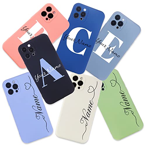 EMIDY Custom Name Case for iPhone 7/8Plus/SE/X/XS/XR/11/12/13 Mini Pro Max Case Phone Cases [with Packing Box],Christmas Light Blue, Dark Blue, Blue, Pink, Khaki, Black