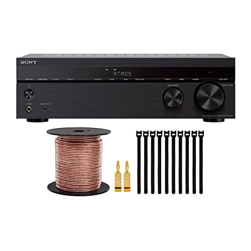 Sony STR-DH790 4K 7.2-Channel Surround Sound Home Theater AV Receiver with Speaker Wire, Banana Plugs and Focus Fastening Cable Ties Bundle (3 Items)