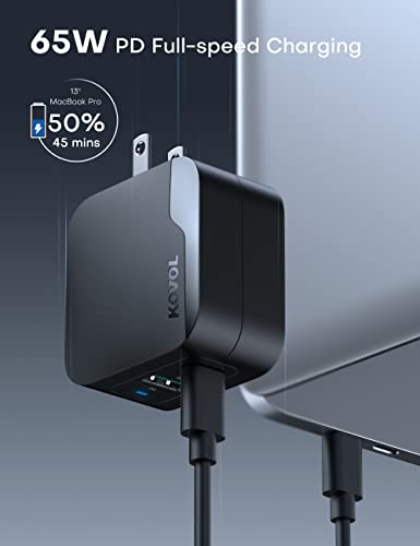 USB C PD Charger 65W, KOVOL Sprint USB Wall Charger, 2 Ports GaN III Fast Charger, USB C Travel Charger for MacBook Pro/Air, iPad Pro, iPhone 13/12/11, Dell XPS, Galaxy, Switch, and More | The Storepaperoomates Retail Market - Fast Affordable Shopping