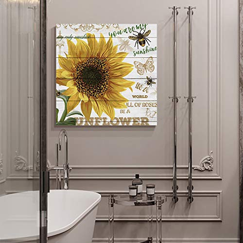 Beauty Decor Canvas Wall Art Framed Wall Decor for Bathroom Sunflower You are My Sunshine My 12×12 inch | The Storepaperoomates Retail Market - Fast Affordable Shopping