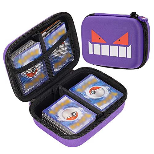 RHCOM Carrying case Compatible with PM Cards, Gifts for Boys, Cards Storage Box fits Yugioh, Magic MTG Cards and PM, Holds 500 Cards(Purple)