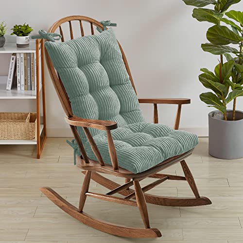 Sweet Home Collection Rocking Chair Cushion Premium Tufted Pads Non Skid Slip Backed Set of Upper and Lower with Ties, 1 Count (Pack of 1), Velvet Mint