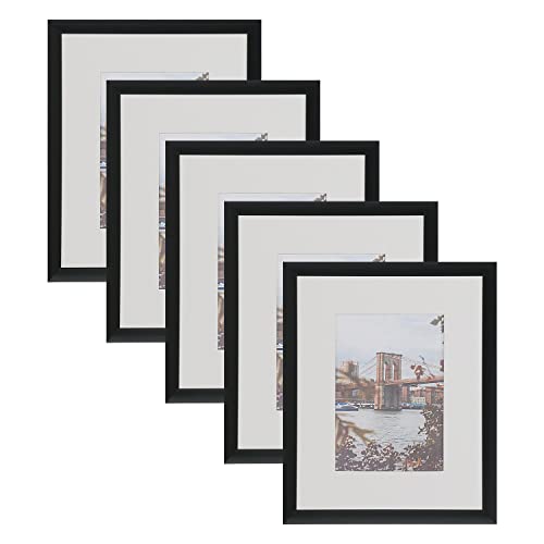 HOTURE Photo Frame Set Of 5, Display Pictures With Pad Or Without Pad, Suitable For Hanging Wall Gallery Photo Frame (11×17, Matte Black)