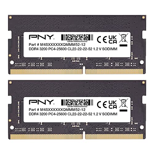 PNY Performance 16GB (2x8GB) DDR4 DRAM 3200MHz (PC4-25600) CL22 (Compatible with 2933MHz, 2666MHz, 2400MHz or 2133MHz) 1.2V Notebook/Laptop (SODIMM) Computer Memory Kit – MN16GK2D43200-TB