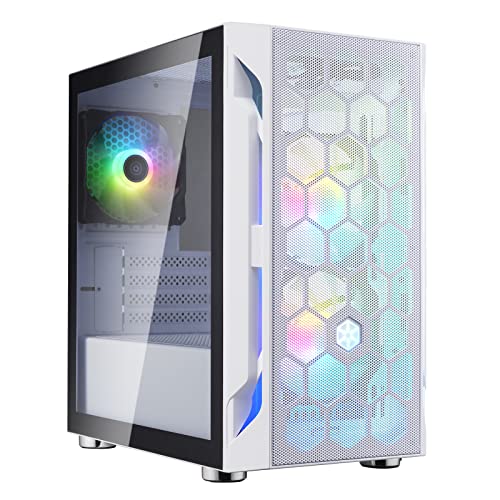SilverStone Technology FARA H1M PRO White Micro-ATX Tower case with Tempered Glass and Three ARGB Fans, SST-FAH1MW-PRO