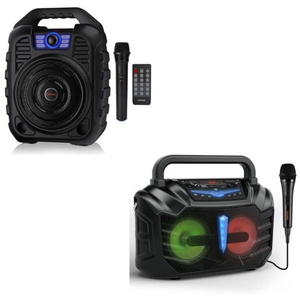 EARISE T26 Portable Karaoke Machine with Wireless Microphone + T60 Karaoke Machine with 4″ Dual-Speaker System