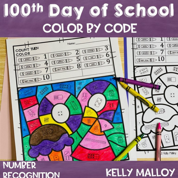 100th Day of School Subitizing Color by Number