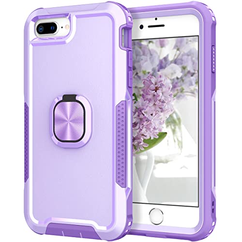 S_Star for iPhone 8 Plus Case, iPhone 7 Plus Case, Rugged Shockproof Heavy Duty Soft TPU Rubber Bumper Hybrid Protective Case [with Ring Stand] for iPhone 8 Plus/7 Plus/6s Plus/6 Plus – Purple