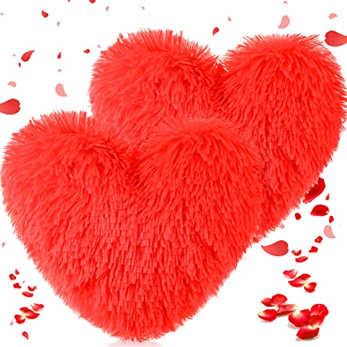 2 Pieces Heart Pillow Heart Shaped Pillow Plush Cute Heart Shaped Throw Pillow Stuffed Heart Decorative Pillow Heart Shaped Cushion Toy Throw Pillow Gift for Mother’s Day (Bright Red,Sherpa Plush)