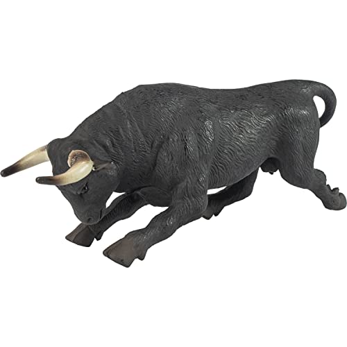 Hiawbon Cattle Figurine Hand Painted Plastic Black Bull Bullfighting Model for Desktop Ornaments Collection Cake Toppers Craft Gift