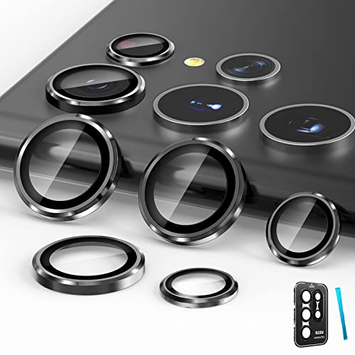 imluckies Camera Lens Protector for Samsung Galaxy S22 Ultra (2022), Scratch-Resistant Tempered Glass Back Camera Lens Protector, Aluminum Alloy Full Fit Lens Ring Cover, Black