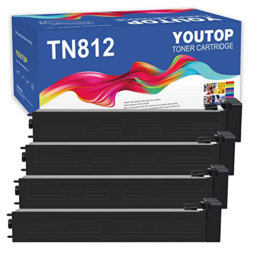 YOUTOP 4PK TN812 TN-812 (A8H5030) Toner Cartridge Compatible for Konica Minolta Bizhub 758 808