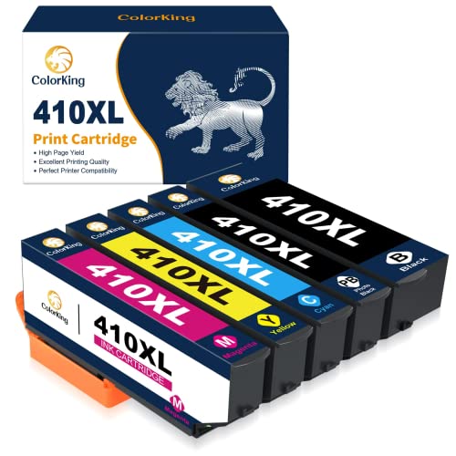 Colorking Remanufactured 410 Ink Cartridges for EPSON T410 410XL Ink for Expression XP7100 Ink Cartridges XP-630 XP-7100 XP-830 XP-640 Printer (1 Black, 1 Cyan, 1 Magenta, 1 Yellow, 1 Photo Black)
