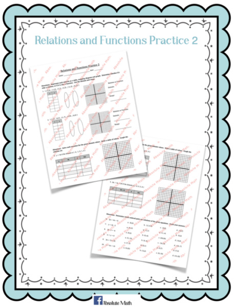 Relations and Functions Practice 2