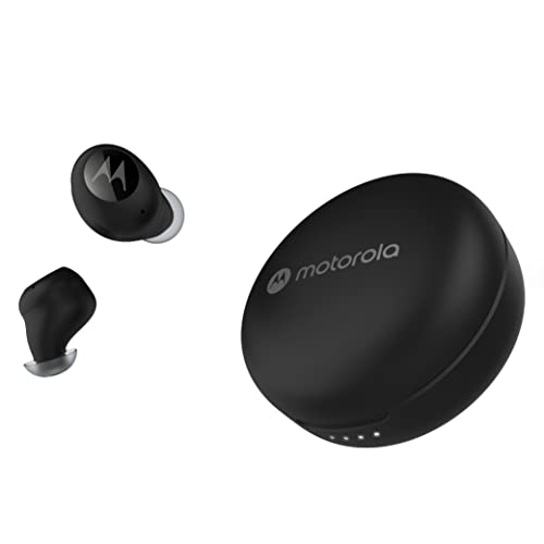 Motorola MOTO BUDS 250 – True Wireless Bluetooth Earbuds with Microphone and Wireless Charging Case – IPX5 Water Resistant, Smart Touch-Control, Lightweight Comfort-Fit, Clear Sound, Deep Bass – Black