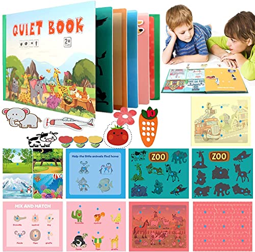 cykapu Preschool Learning Quiet Book for Toddlers, Montessori Activity Toys Busy Book, Educational Learning Toy for Toddlers 3-6, Travel Toy Gifts for Boys Girls (Animal)