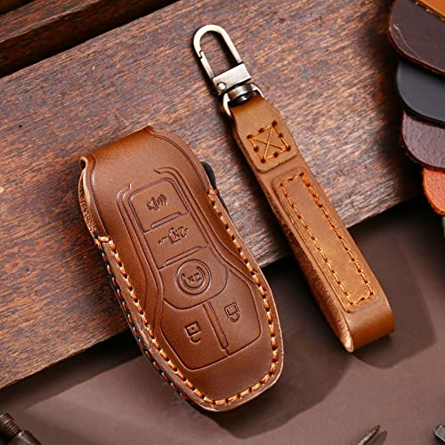 EASYANT fit for Ford Leather Key Fob Cover 5 Buttons Compatible with Mustang F-150 F-450 F-550 MKZ MKC MKX Brown | The Storepaperoomates Retail Market - Fast Affordable Shopping