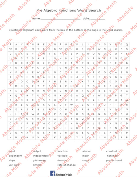 Functions Word Search