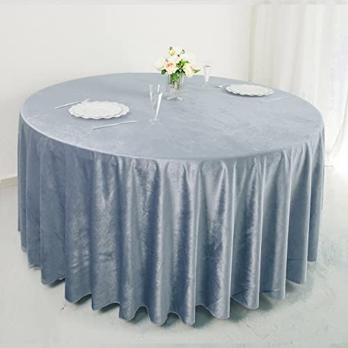 Efavormart 120″ Wholesale Round Tablecloth Dusty Blue Premium Velvet Round Tablecloth for Wedding Party Events