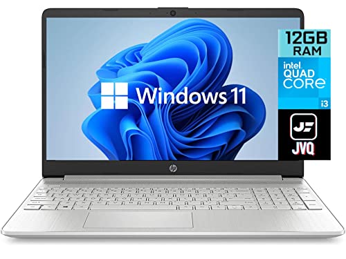 2022 Newest HP 15.6″ HD Laptop Computer, 11th Gen Intel Quad-Core i3-1125G4(Up to 3.7GHz, Beat i5-10210U), 12GB RAM, 256GB PCIe SSD, Webcam, Bluetooth, Wi-Fi, HDMI, USB-C, Windows 11 S, Silver+JVQ MP