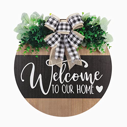 O&WMCrafting 17 Inches Big Welcome Sigh For Front Door Large Wooden Wreath Welcome Wreath Farmhouse Front Door Decoration Housewarming Gift for Home Outdoor Indoor