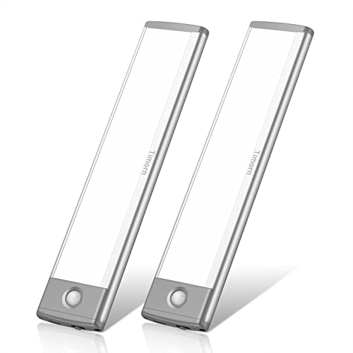 Timorn Under Cabinet Lights Motion Sensor Closet Light Rechargeable Battery Powered Indoor & Under Counter LED Bars Battery Operated & Wireless Undercabinet Kitchen Lighting 2Pack (8in, Cool White)