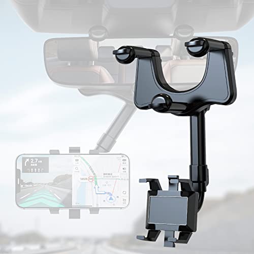Toyswill Rotatable and Retractable Car Phone Holder, 360 Degree Rotating Adjustable Rearview Mirror Phone Holder for Car, Multifunctional Car Phone Holder Mount for All Phones and Vehicles.