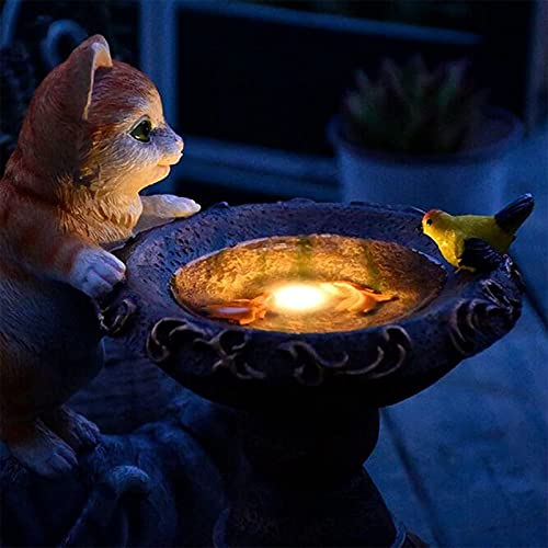 DCVFRQ Resin Cat Solar Light, ​Garden Statues and Figurines, Waterproof Night Light, Indoor/Outdoor Cat Sculpture, for Garden,Patio, Deck, Porch Yard Art