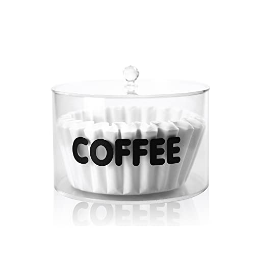 NOKI Basket Coffee Filter Holder, Clear Acrylic Coffee Pod Holder with Lid, Large Capacity Nespresso K cup organizer for Coffee Bar & Kitchen Countertop