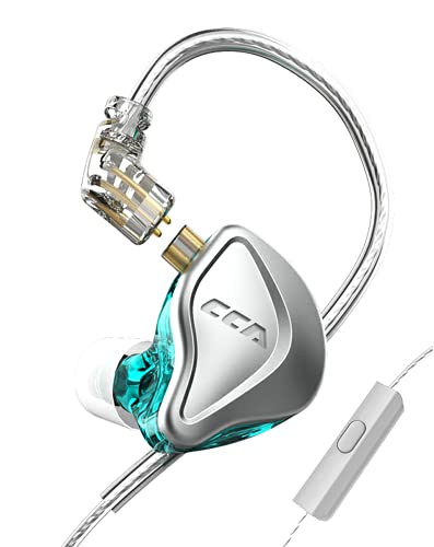 CCA NRA in-Ear Monitor Dynamic+Electrostaic Earphone,Effectively Isolate Noise Earbuds Wired Headphone, HiFi in Ear Monitor with Detachable Upgrade 2 PIN Cable(with Mic, Silver)