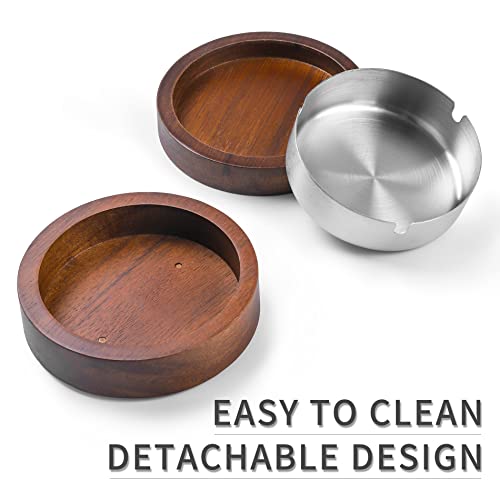 Wooden Ashtray with Lid for Smokers Stainless Steel Liner Ash Tray Windproof Durable Easy to Clean Cool Ashtrays for Indoor or Outdoor Use, Patio, Office & Home | The Storepaperoomates Retail Market - Fast Affordable Shopping