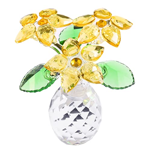 Crys&Gems Handmade Crystal Poinsettia Figurines Ornament Home Decoration Collection, Birthday Gift Wedding Gift Holiday Christmas Thanksgiving Gift, Wedding Decoration (Yellow)