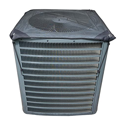F&J Outdoors Central Air Conditioner Cover for Outside Units, Black Top Net Breathable AC Cover (Mesh, 32″x32″)
