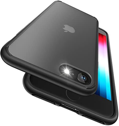 EJGNA Designed for iPhone SE 2022 Case, [Anti-Fingerprint] [Military Grade Drop Tested] Skin-Friendly Phone Case for iPhone 8 Case, iPhone SE Case 4.7″, Hard PC Back+Flexible TPU Frame, Matte Black
