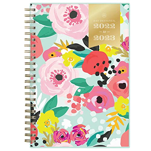 Day Designer for Blue Sky 2022-2023 Academic Year Weekly & Monthly Planner, 5″ x 8″, Frosted Cover, Wirebound, Secret Garden Mint (137900-A23)