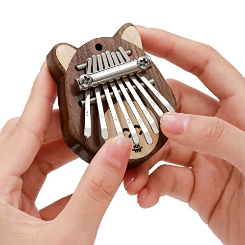 Lronbird Mini 8 Key Kalimba Thumb Piano Gifts for Kids Beginners Music Lovers Players, Cute Instrument Pendant Keychain Accessories, Exquisite Finger Piano Ornaments for Christmas Tree(Raccoon)