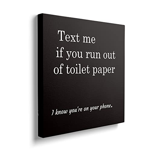 sunwes Bathroom Décor, Wall Art, Funny Signs and Restroom Décor – Art Accessories Black White Decorations for Guest or Half Farmhouse Boho Toilet (Black 8×8 inches)